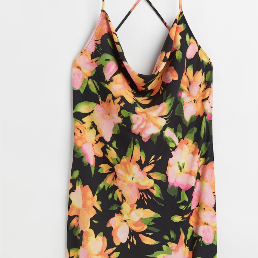 Vibrant Floral Print Slip Dress